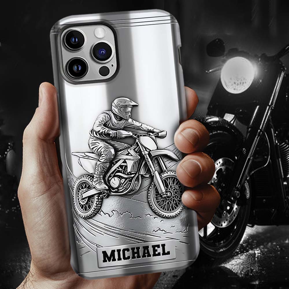 Metalic Dirt Bike/ Motocross - Personalized Dirt Bike Full Print Phone Case