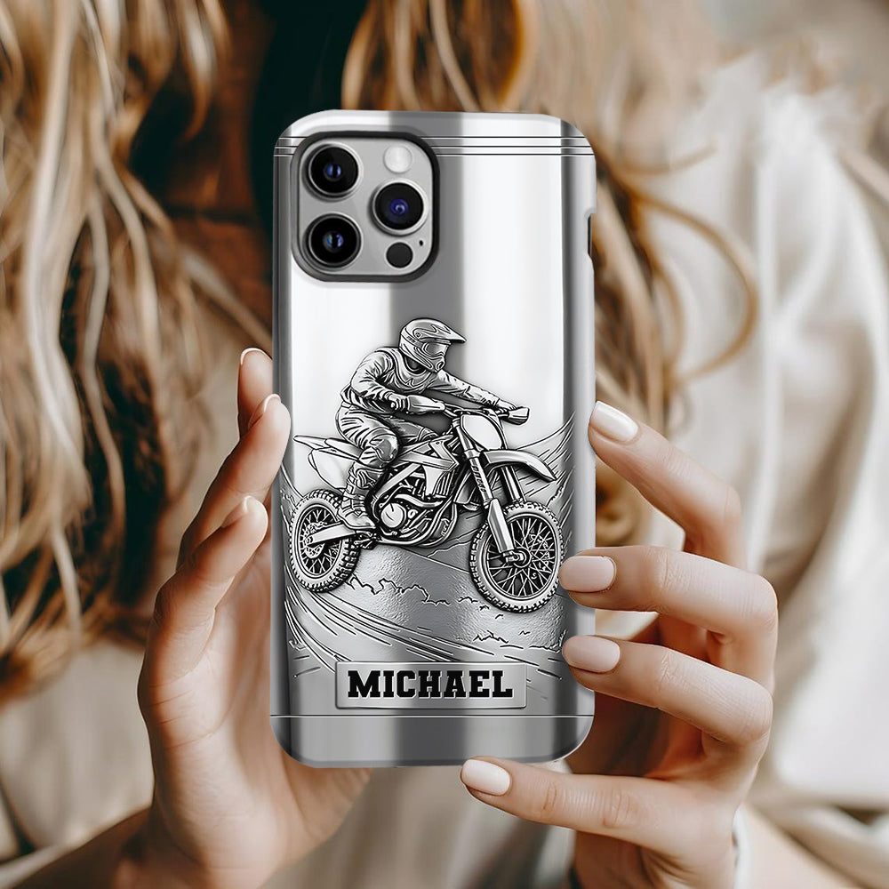 Metalic Dirt Bike/ Motocross - Personalized Dirt Bike Full Print Phone Case