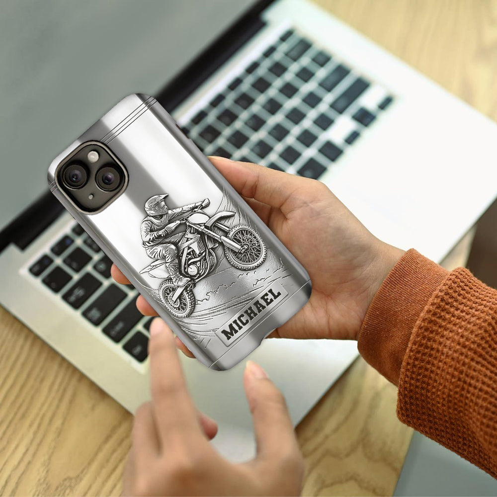 Metalic Dirt Bike/ Motocross - Personalized Dirt Bike Full Print Phone Case