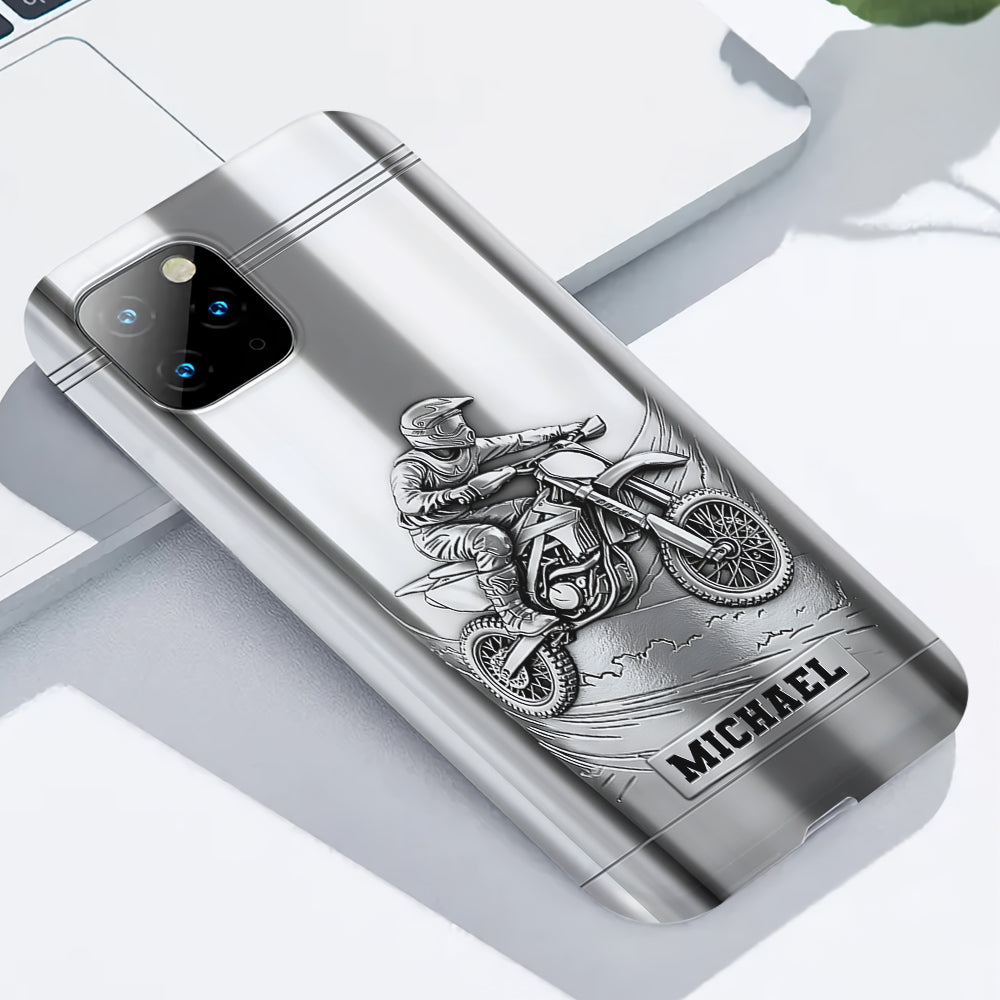 Metalic Dirt Bike/ Motocross - Personalized Dirt Bike Full Print Phone Case