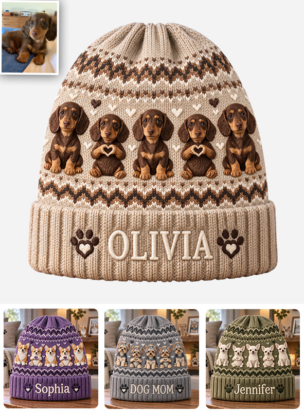 Dog Mom Heart - Personalized Dog Beanie Hat
