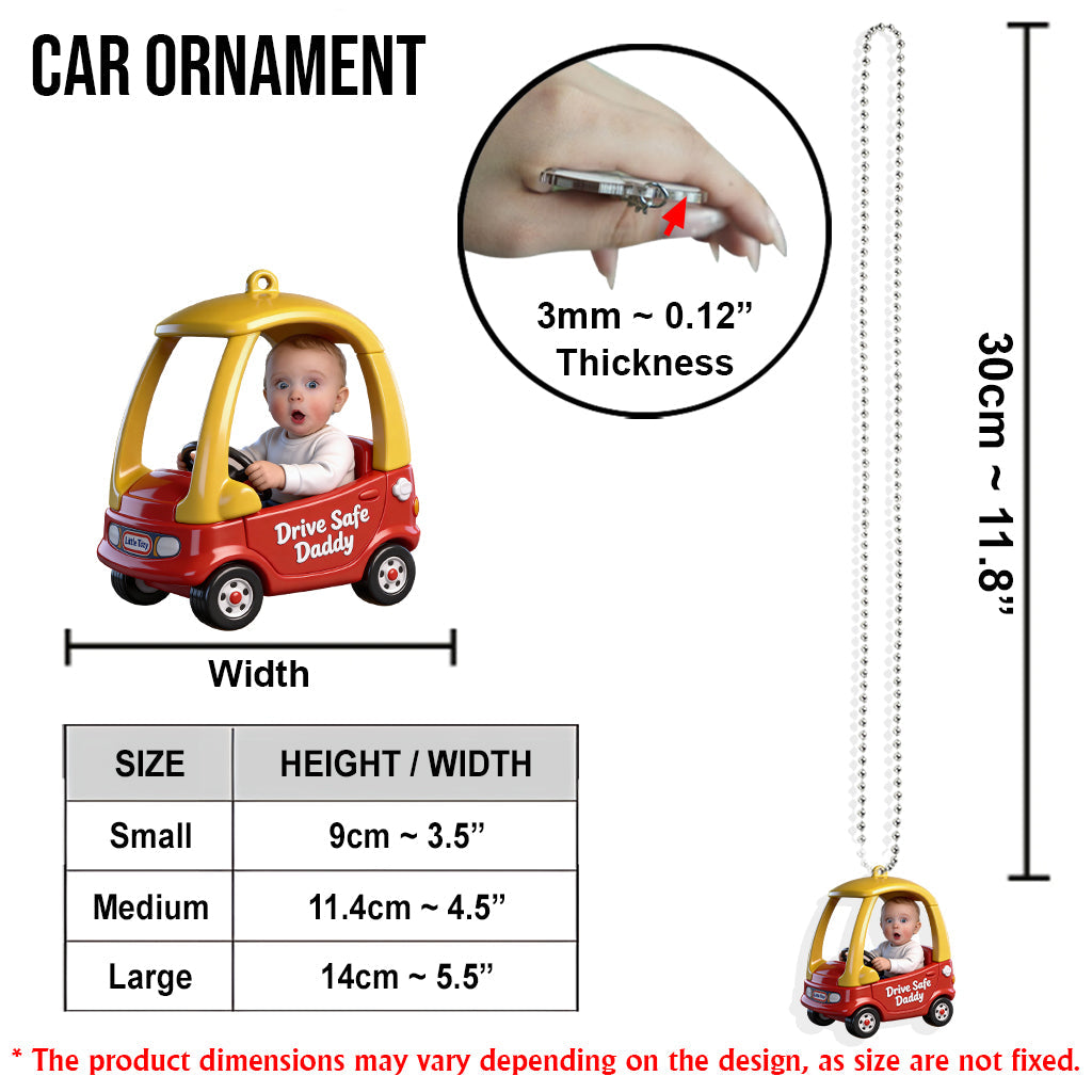 Conduis prudemment, papa ! - Ornement de voiture transparent personnalisé pour père
