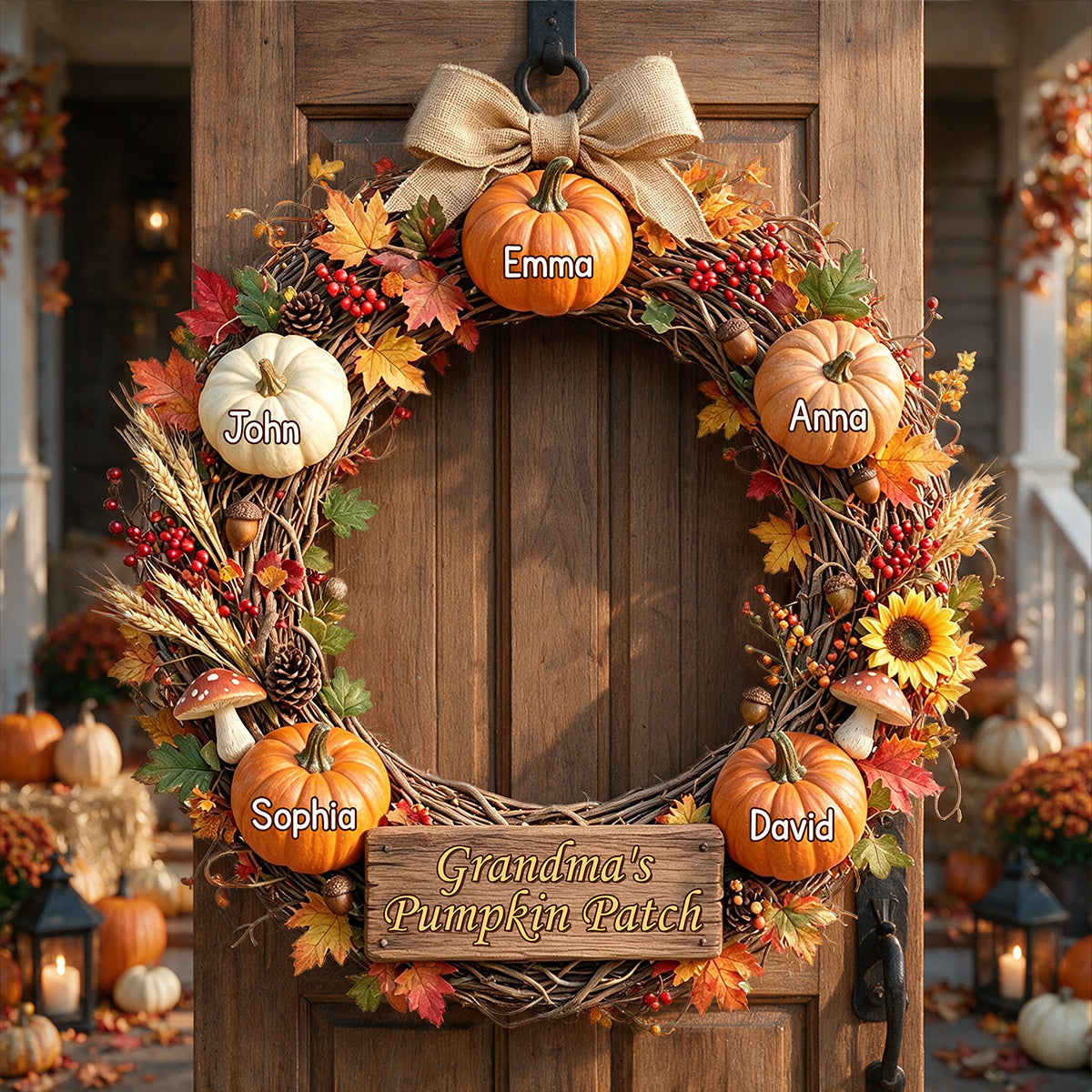 Grandma's Pumpkin Patch - Personalized Grandma Custom Shaped Wood Sign