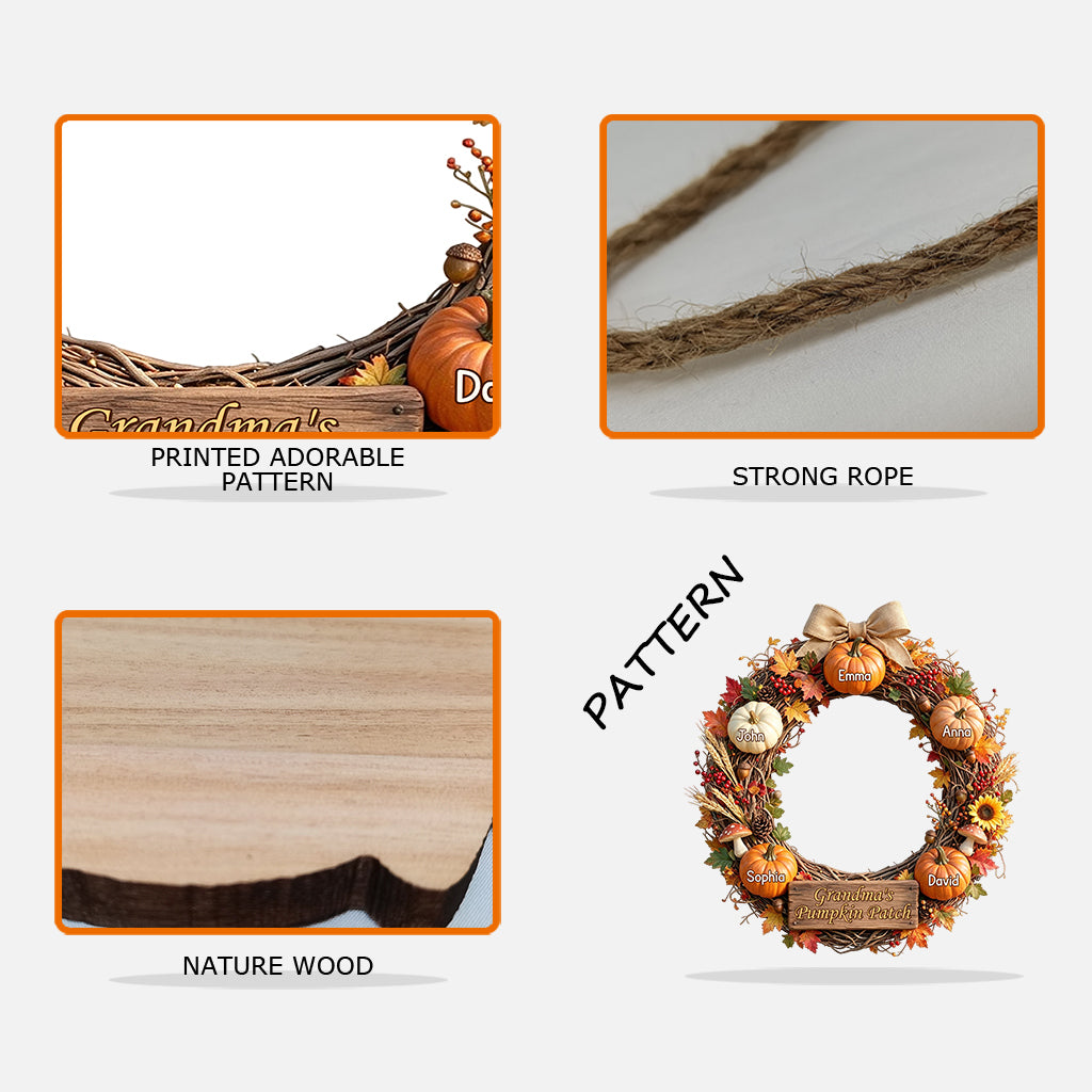 Grandma's Pumpkin Patch - Personalized Grandma Custom Shaped Wood Sign