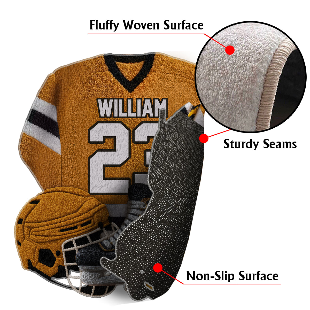 Love Hockey - Personalized Hockey Non-Slip Tufted Rug