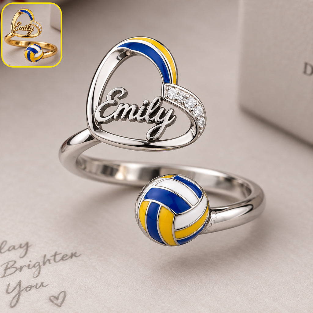 Love Volleyball - Personalized Volleyball Bracelet & Ring Set