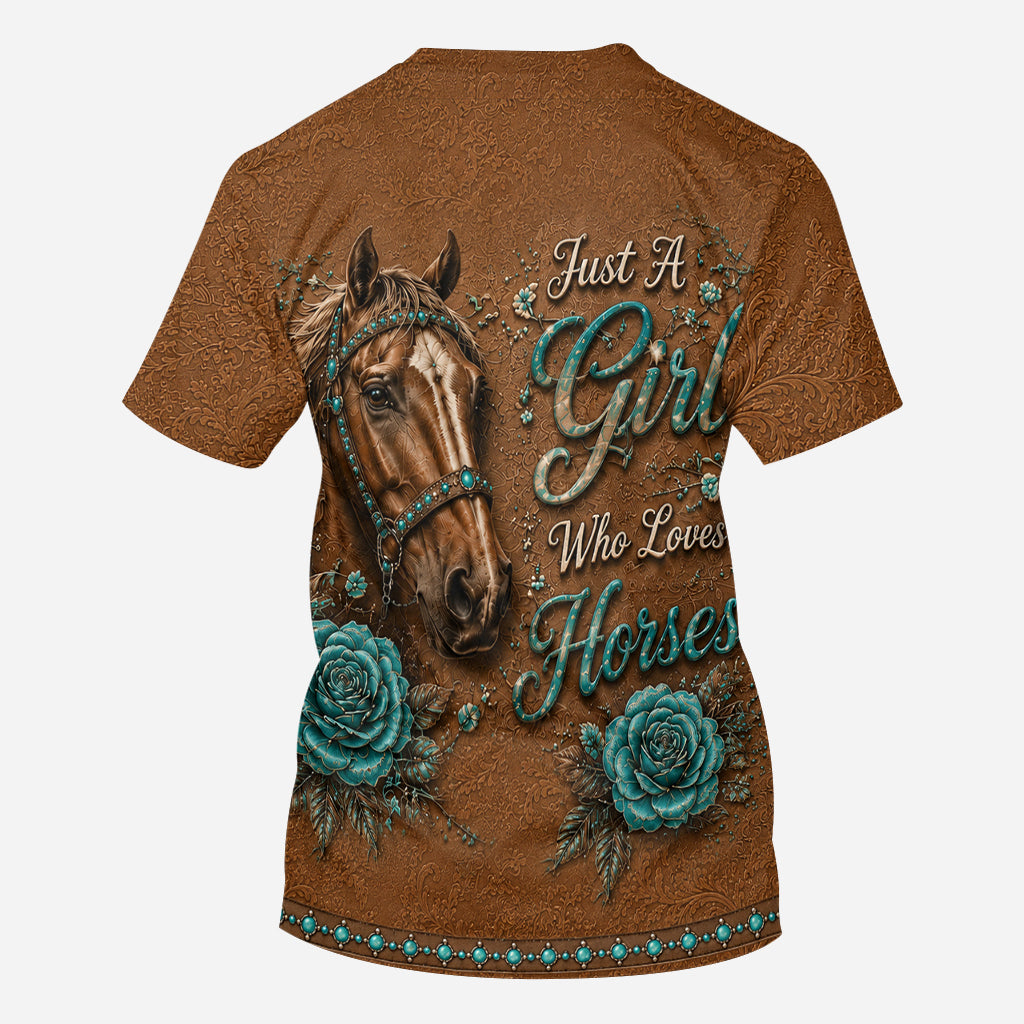 Juste une fille qui aime les chevaux - Chemise personnalisée tout en imprimé