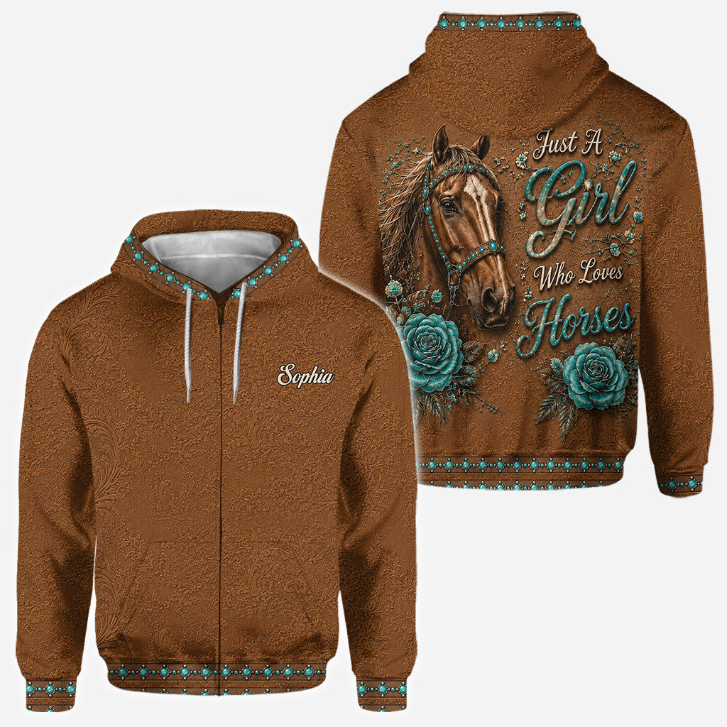 Juste une fille qui aime les chevaux - Chemise personnalisée tout en imprimé