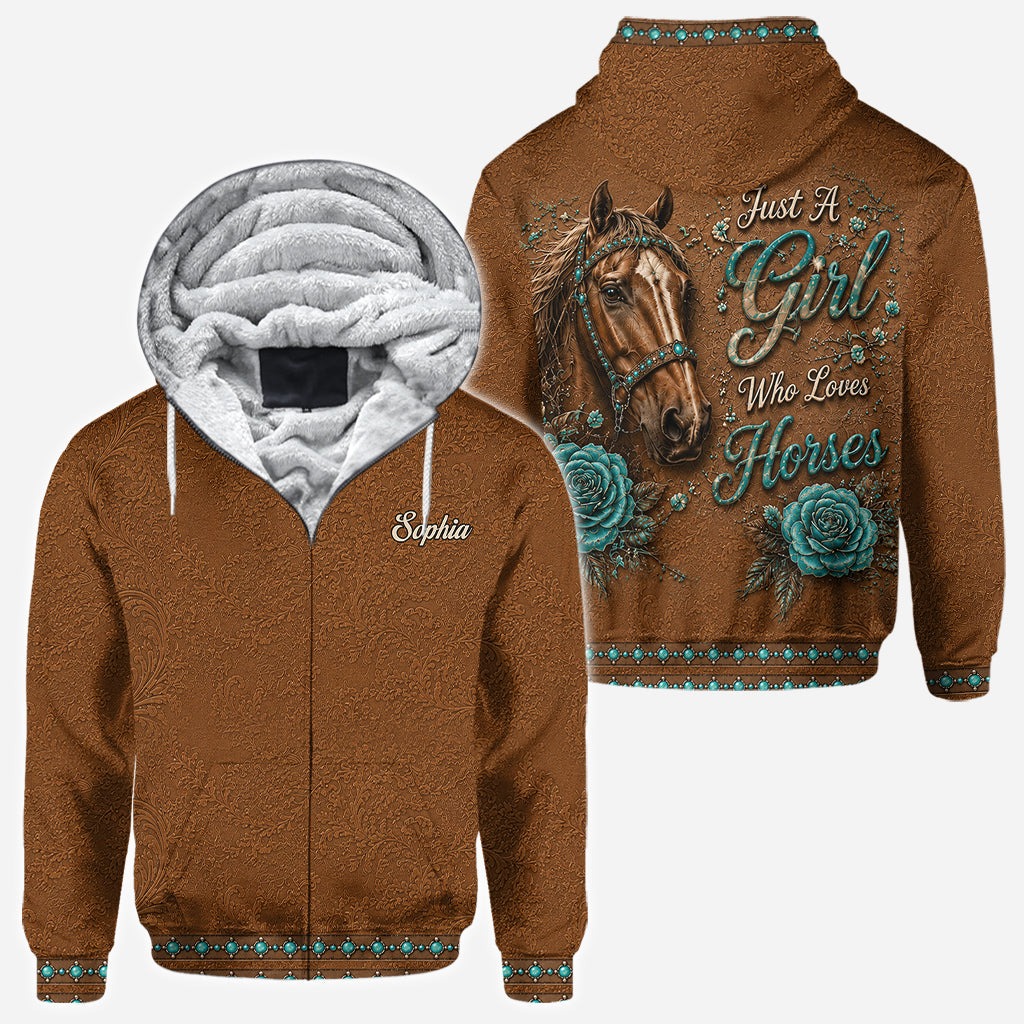 Juste une fille qui aime les chevaux - Chemise personnalisée tout en imprimé