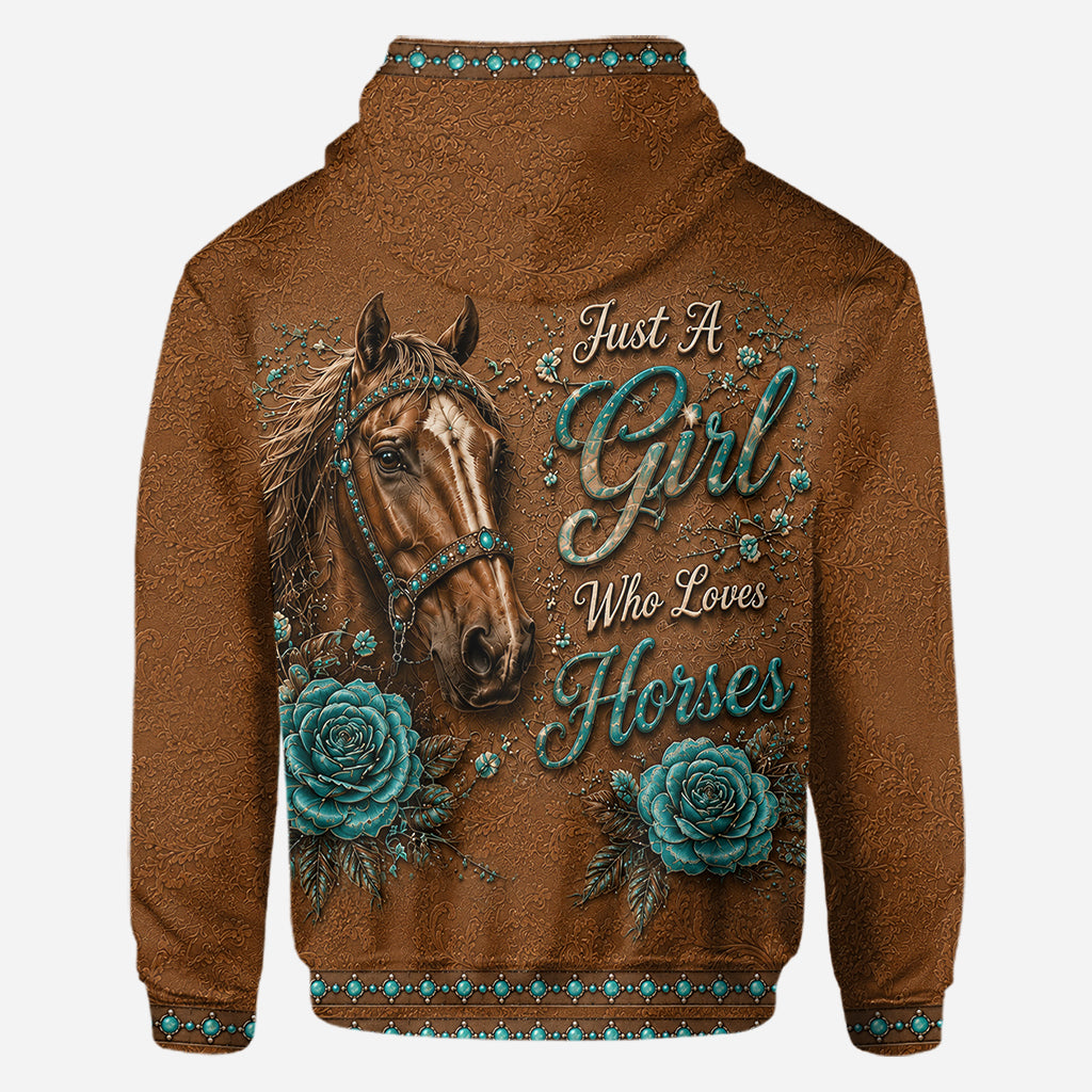 Juste une fille qui aime les chevaux - Chemise personnalisée tout en imprimé