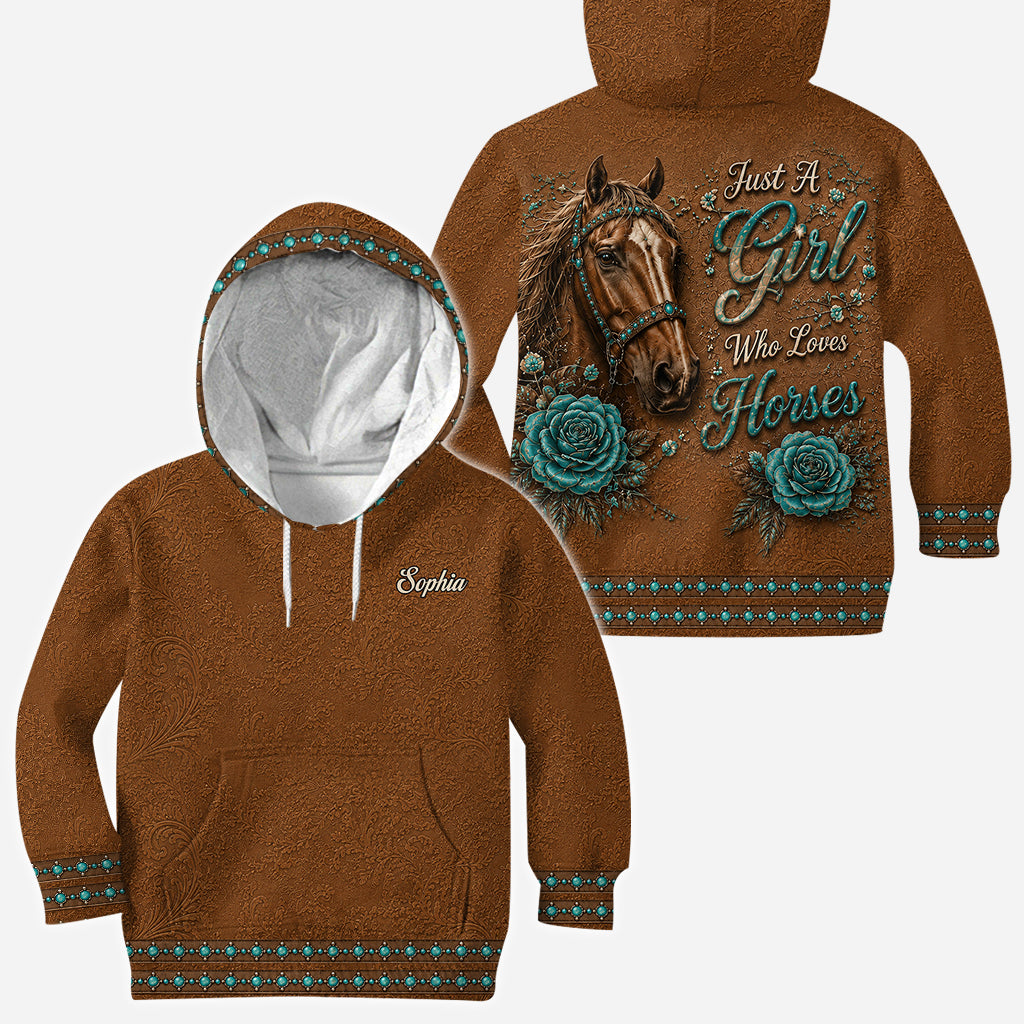 Juste une fille qui aime les chevaux - Chemise personnalisée tout en imprimé
