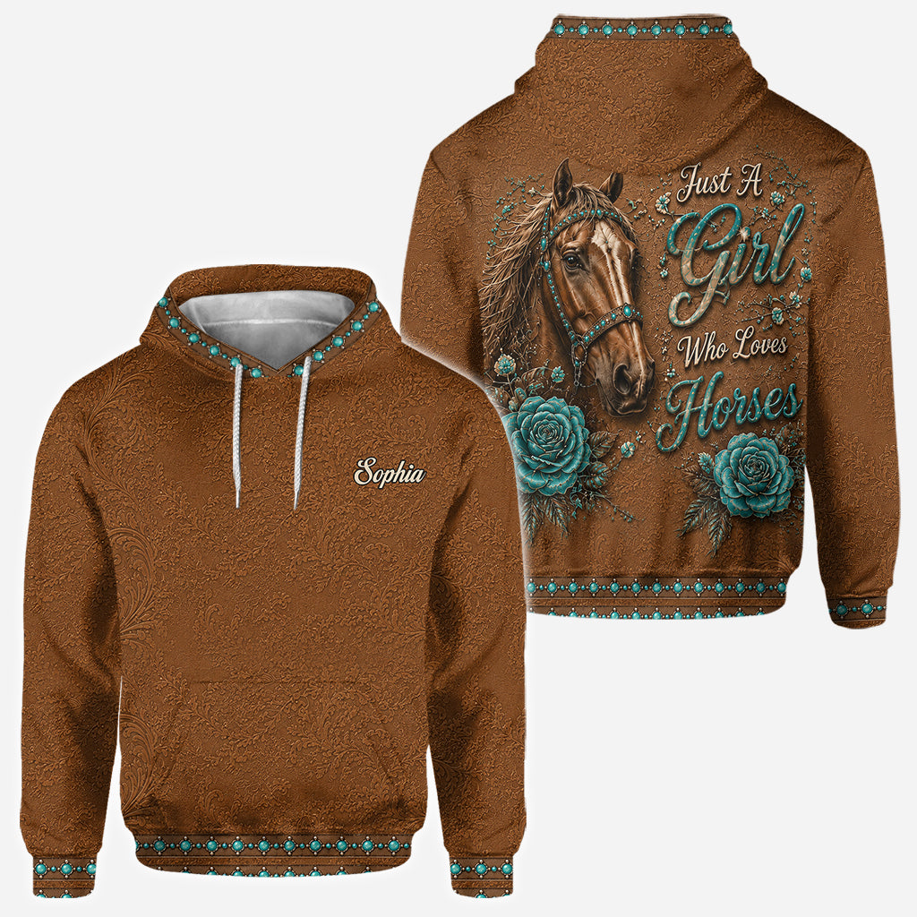 Juste une fille qui aime les chevaux - Chemise personnalisée tout en imprimé