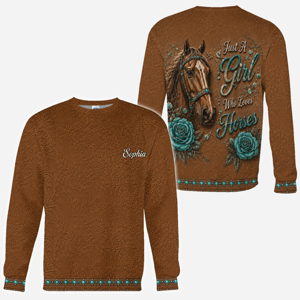 Juste une fille qui aime les chevaux - Chemise personnalisée tout en imprimé