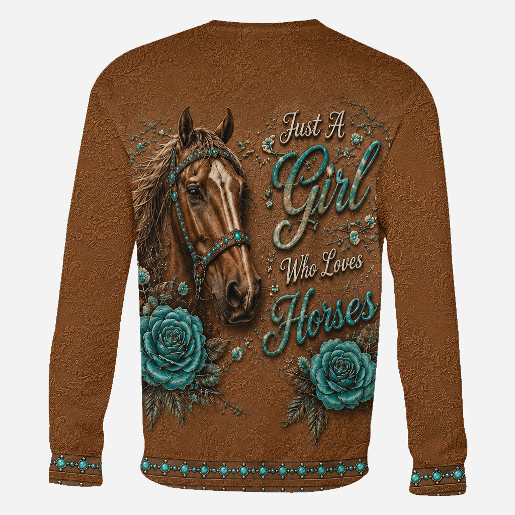 Juste une fille qui aime les chevaux - Chemise personnalisée tout en imprimé