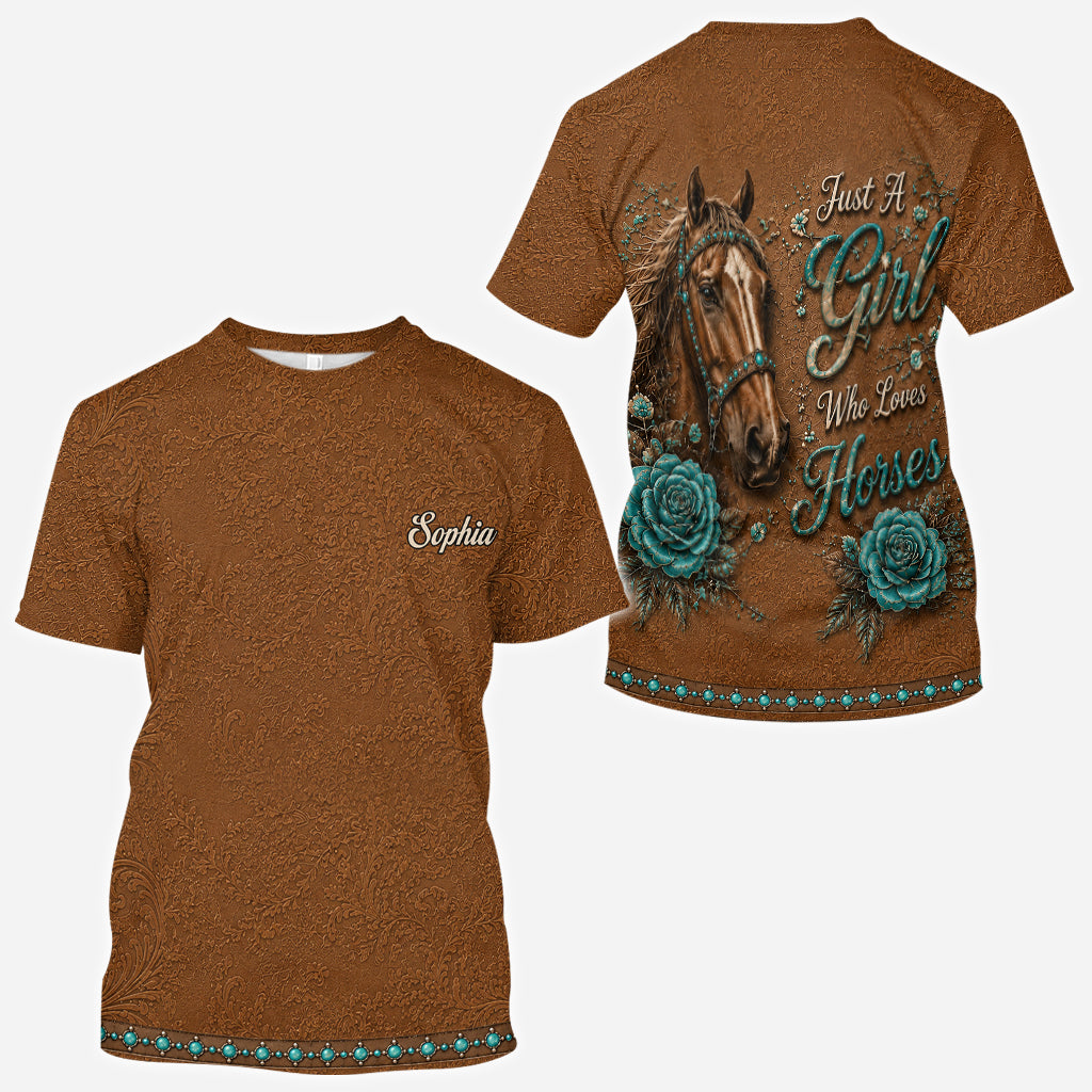 Juste une fille qui aime les chevaux - Chemise personnalisée tout en imprimé