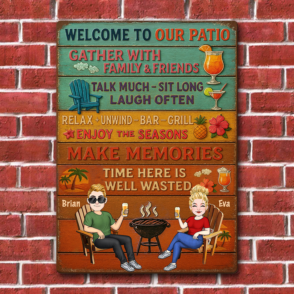 Welcome To Our Patio - Personalized Backyard Rectangle Metal Sign
