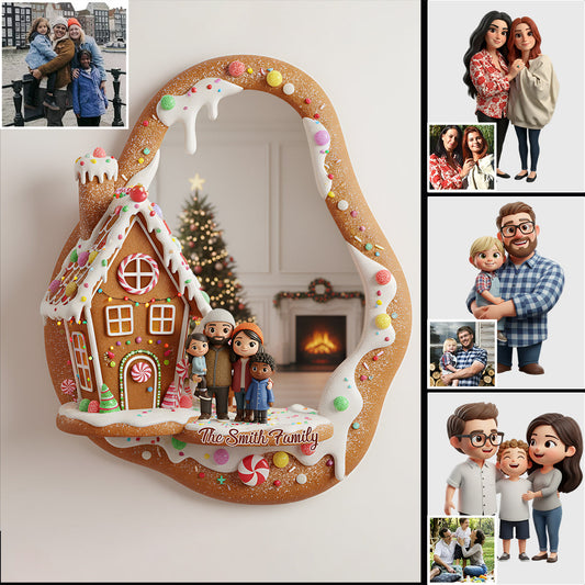 Merry Gingerbread Christmas - Personalized Family Wall Hanging Mirror