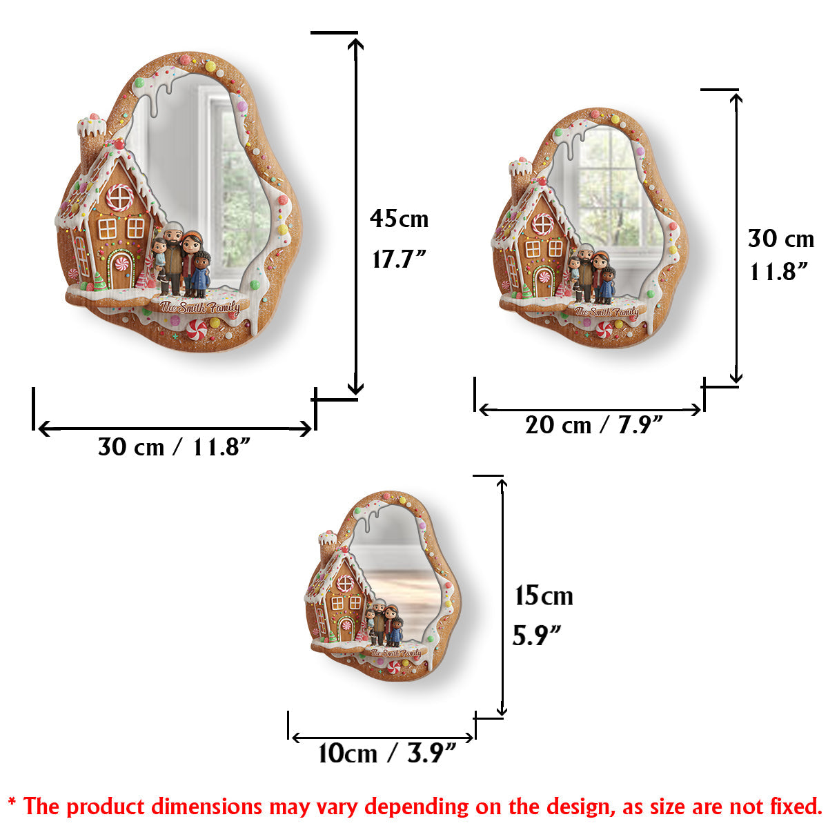 Merry Gingerbread Christmas - Personalized Family Wall Hanging Mirror