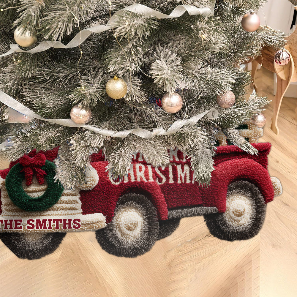 Merry Christmas - Personalized Family Shaped Tree Skirt