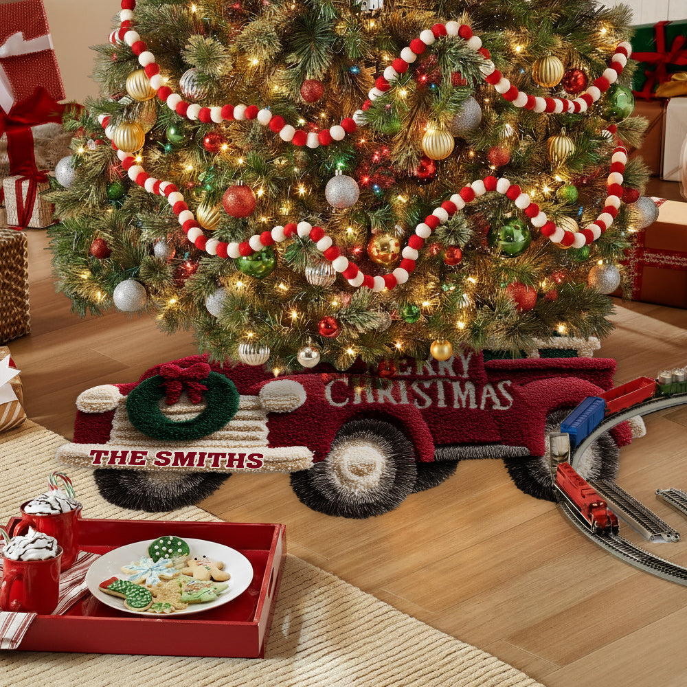Merry Christmas - Personalized Family Shaped Tree Skirt