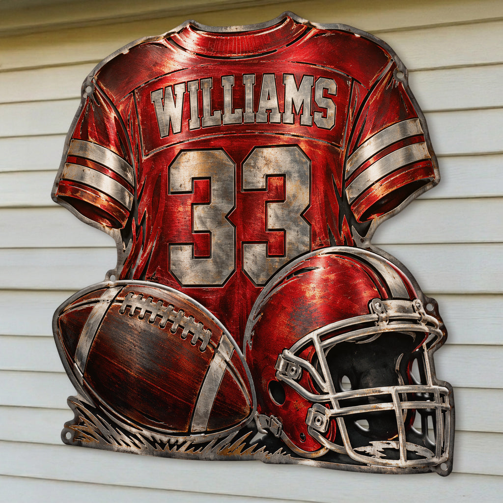 Love Football - Personalized Football 3D Printed Cut Metal Sign
