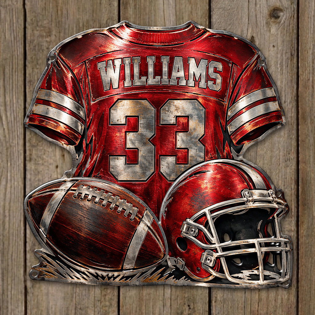 Love Football - Personalized Football 3D Printed Cut Metal Sign