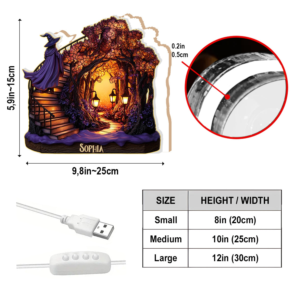 Beautiful Witch - Personalized Witch Acrylic LED Night Light