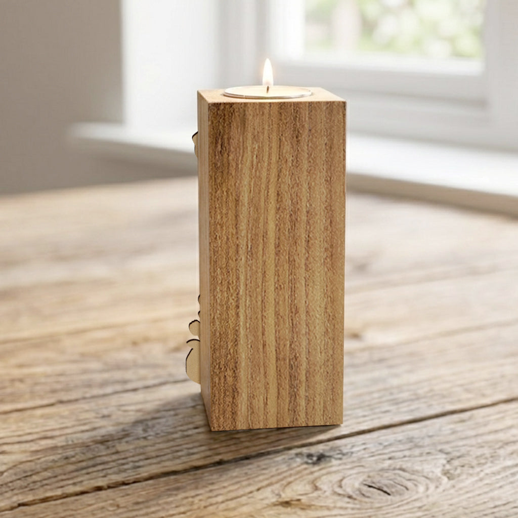 Custom From Photo And Flower - Personalized Self Love Custom Shape Wooden Candle Holder