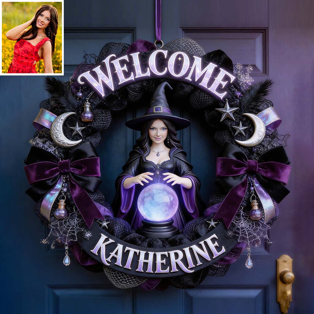 Toute photo est la bienvenue, sorcières ! Panneau en bois personnalisé en forme de sorcière.