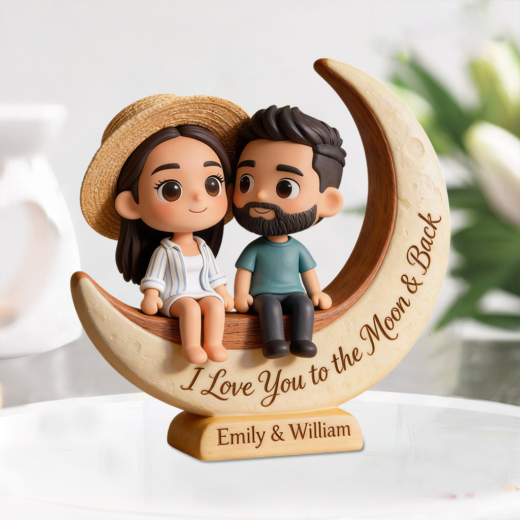 I Love You to the Moon & Back - Personalized Couple Custom Shaped Acrylic Plaque