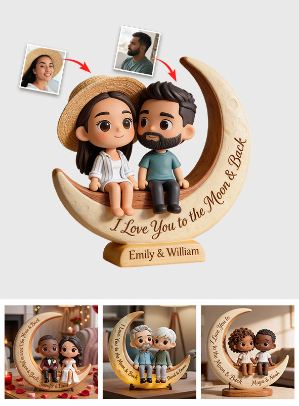 I Love You to the Moon & Back - Personalized Couple Custom Shaped Acrylic Plaque