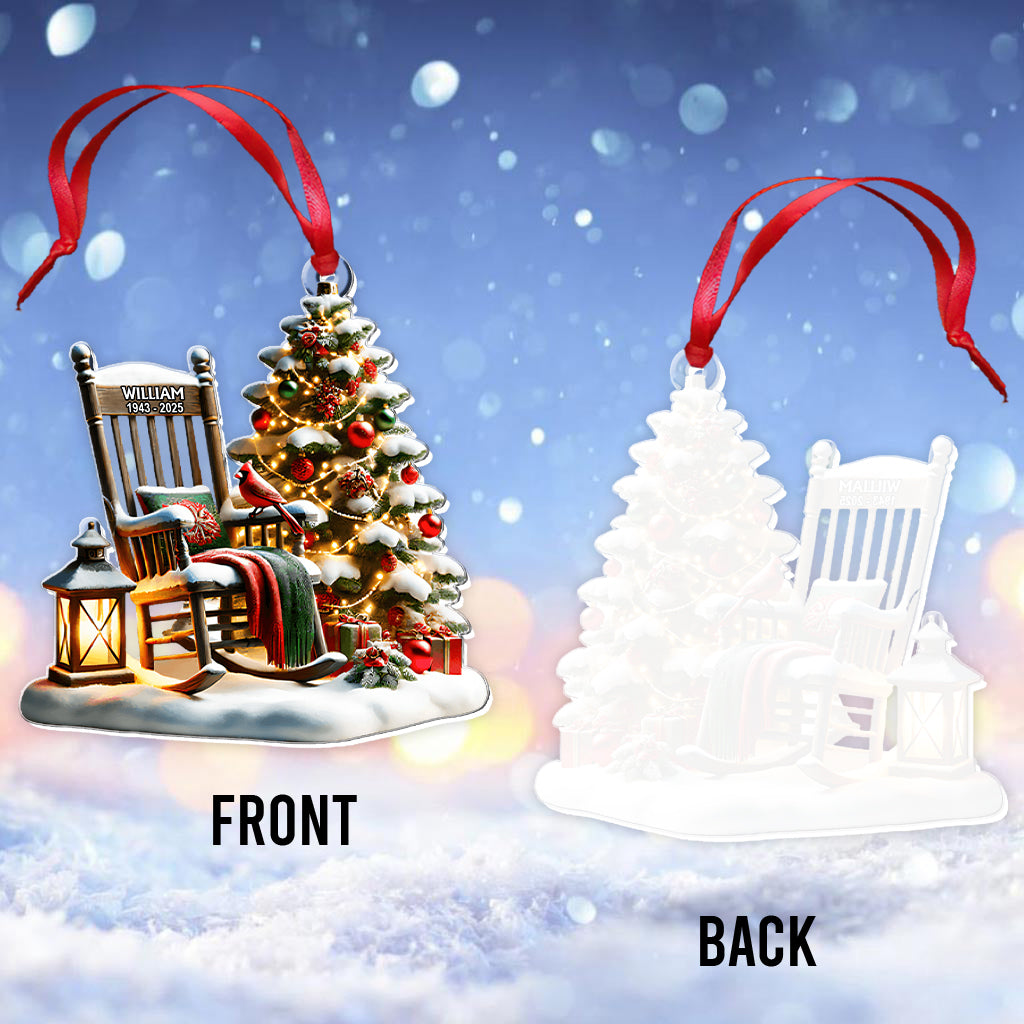 Rocking Chair With Cardinal - Personalized Memorial Transparent Ornament