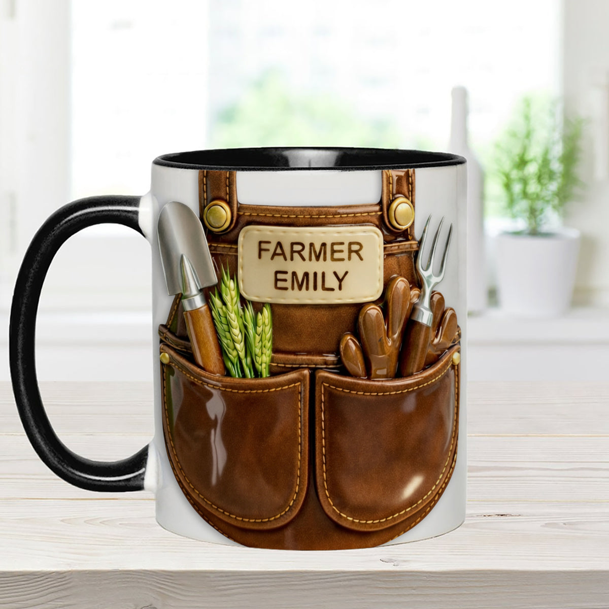 Farmer Gift Idea, Farm Decor - Personalized Farmer Set Accent Mug with Acrylic Stirrers