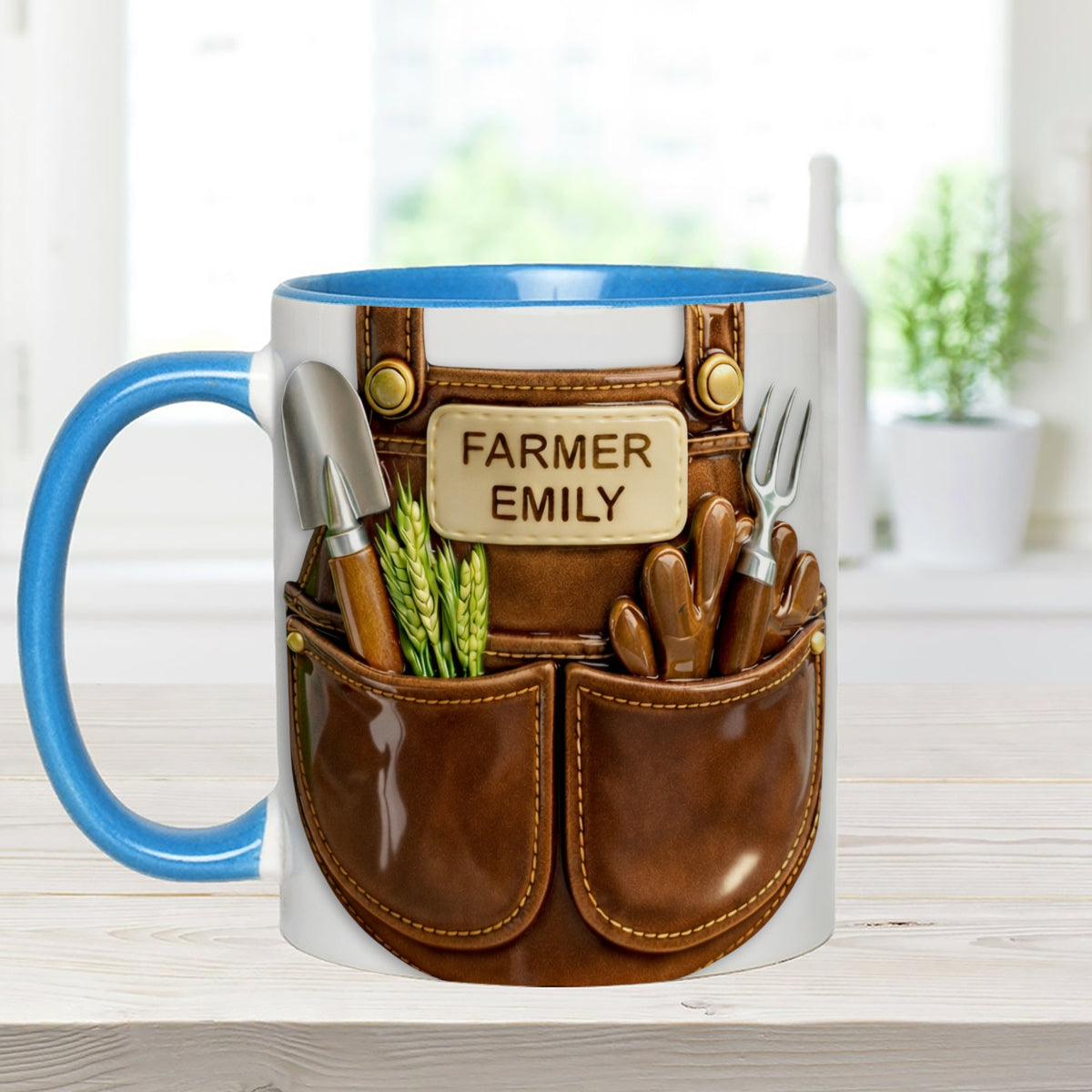 Farmer Gift Idea, Farm Decor - Personalized Farmer Set Accent Mug with Acrylic Stirrers