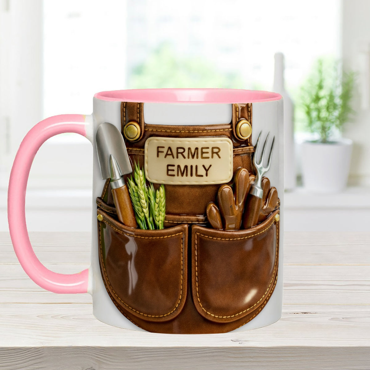 Farmer Gift Idea, Farm Decor - Personalized Farmer Set Accent Mug with Acrylic Stirrers