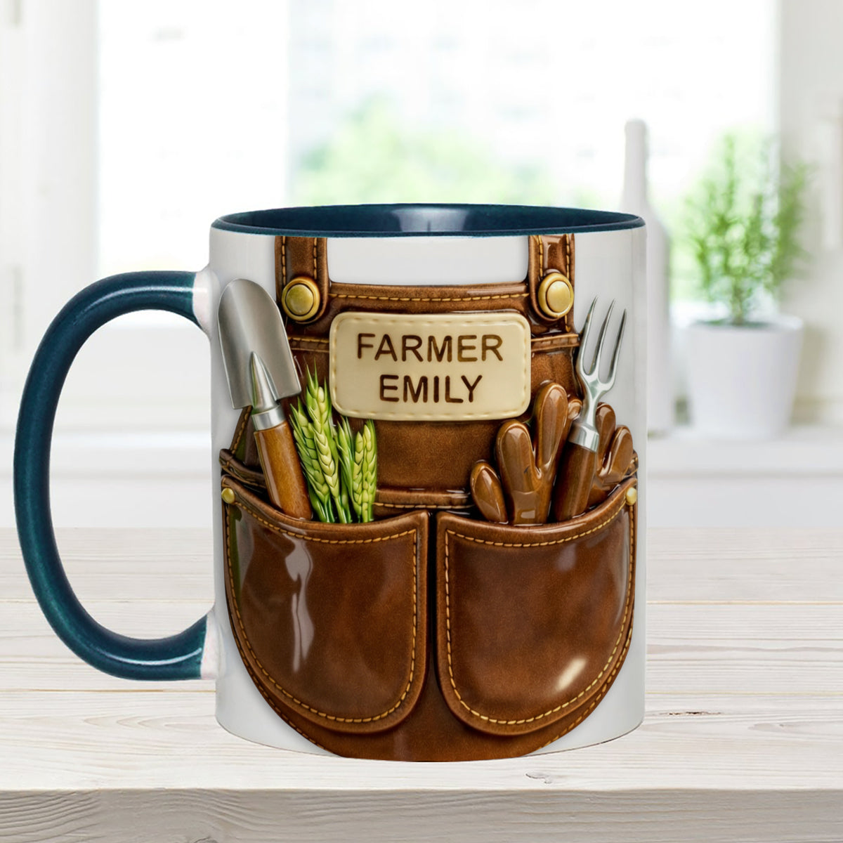 Farmer Gift Idea, Farm Decor - Personalized Farmer Set Accent Mug with Acrylic Stirrers