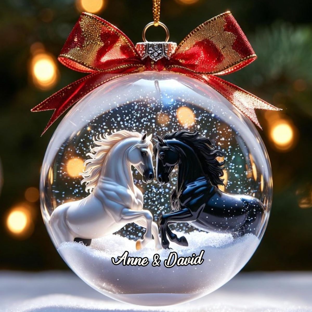You And Me We Got This - Couple Gifts - Personalized Horse Snow Globe Ornament With Bow