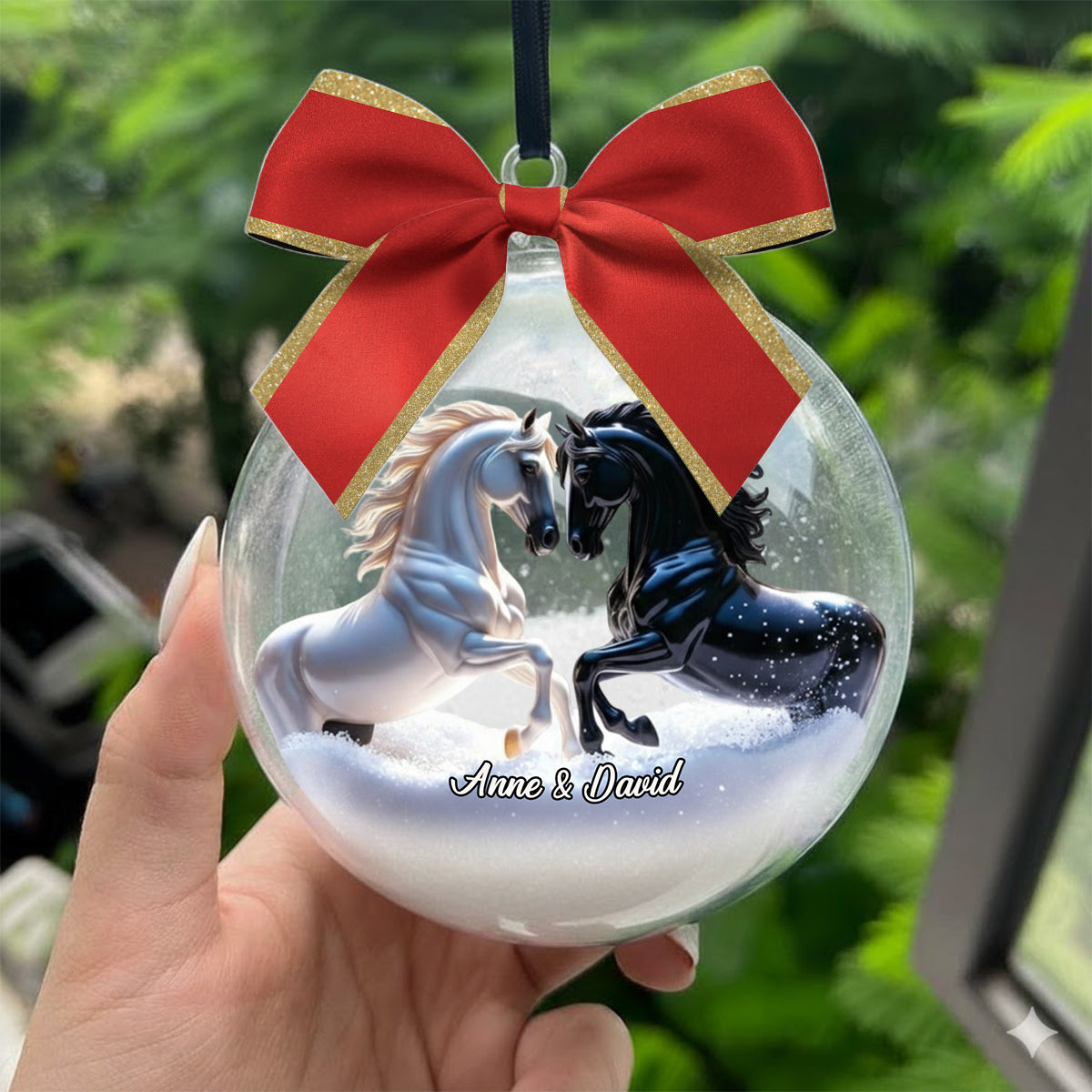 You And Me We Got This - Couple Gifts - Personalized Horse Snow Globe Ornament With Bow