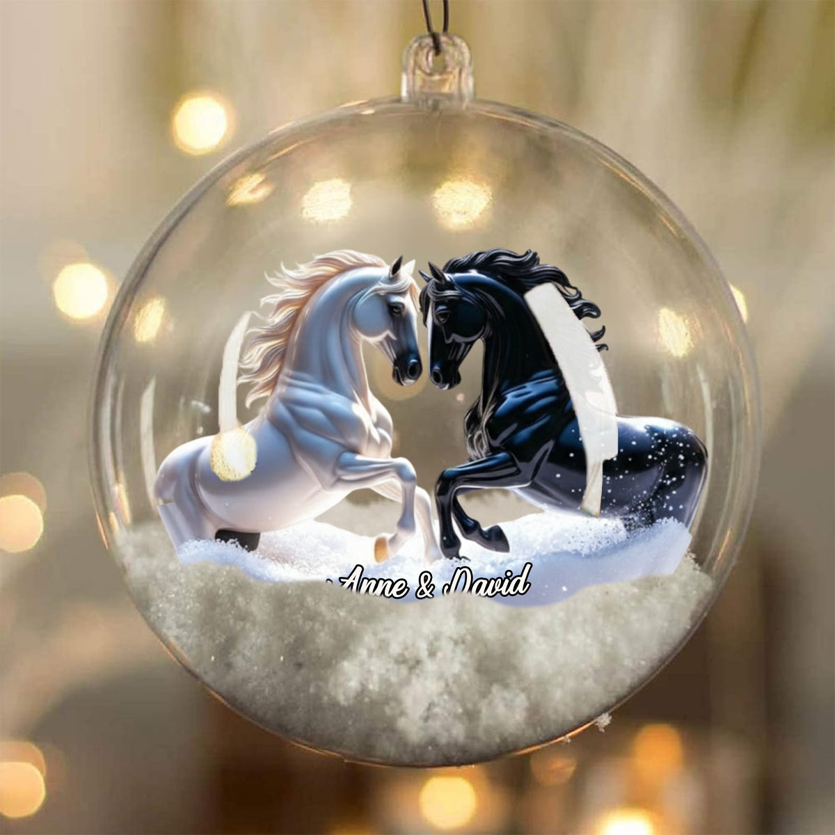 You And Me We Got This - Couple Gifts - Personalized Horse Snow Globe Ornament With Bow