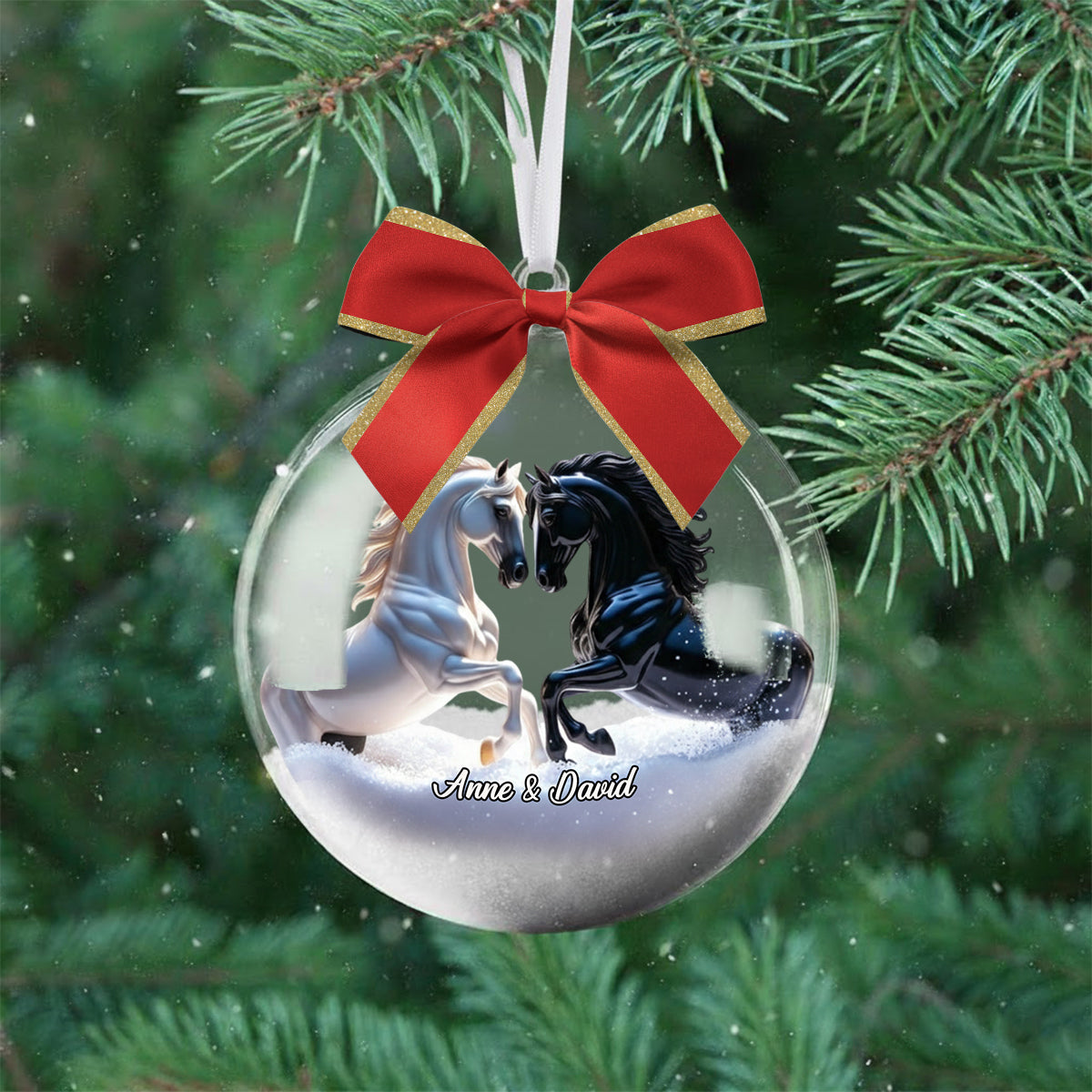 You And Me We Got This - Couple Gifts - Personalized Horse Snow Globe Ornament With Bow