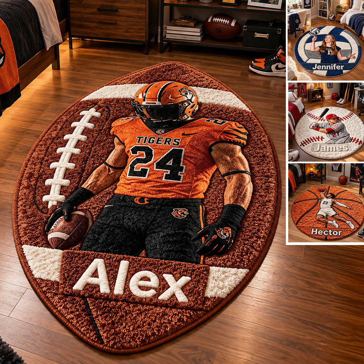 Any Sport Any Photo - Personalized Football Non-Slip Tufted Rug