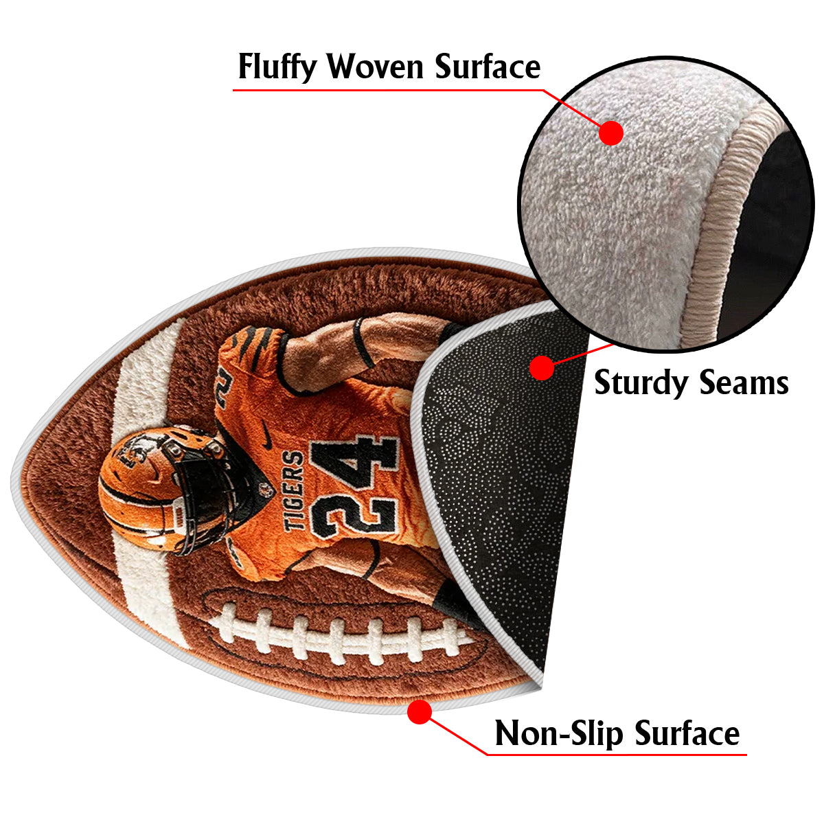 Any Sport Any Photo - Personalized Football Non-Slip Tufted Rug