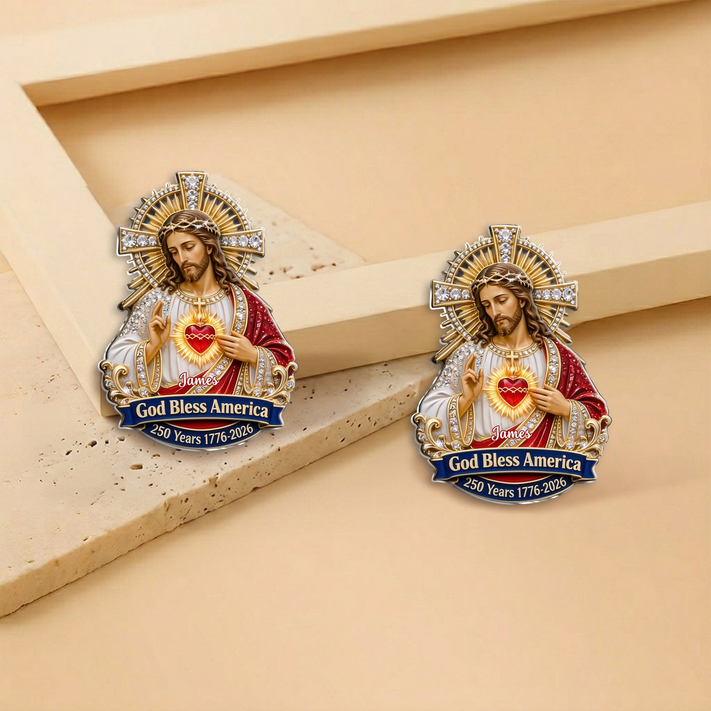 God Bless America - Personalized Christian 3D Embossed Enamel Pin
