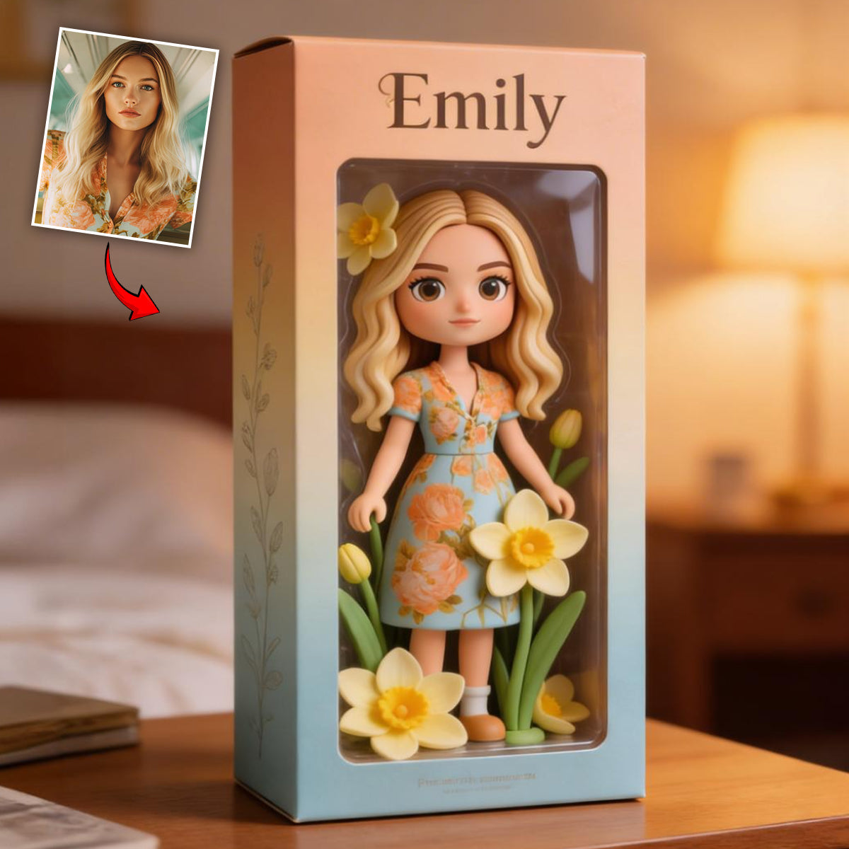 Fleur personnalisée avec photo pour votre anniversaire - Plaque acrylique personnalisée « Amour de soi » - Forme personnalisée