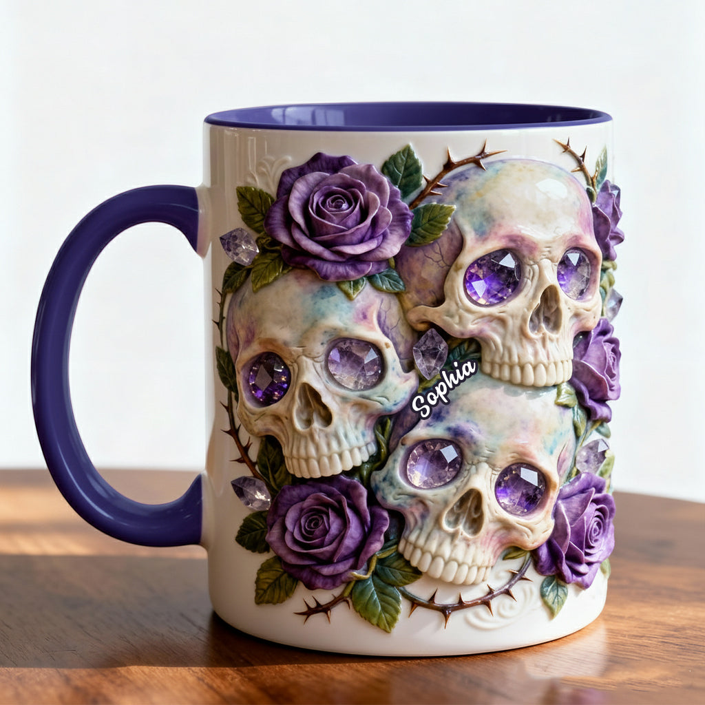 Skulls And Roses - Personalized Skull Accent Mug & Coaster