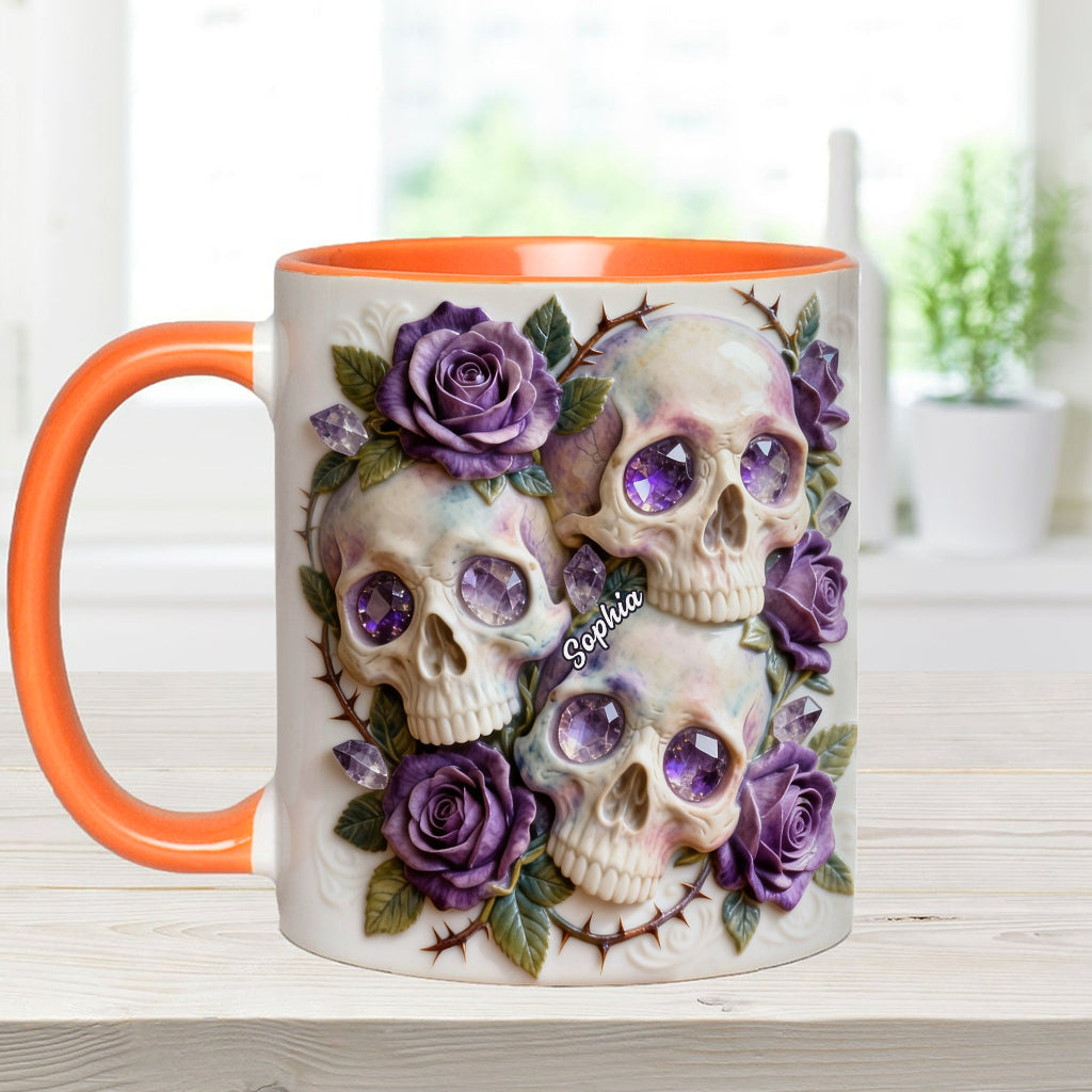 Skulls And Roses - Personalized Skull Accent Mug & Coaster
