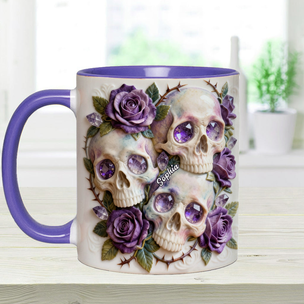 Skulls And Roses - Personalized Skull Accent Mug & Coaster
