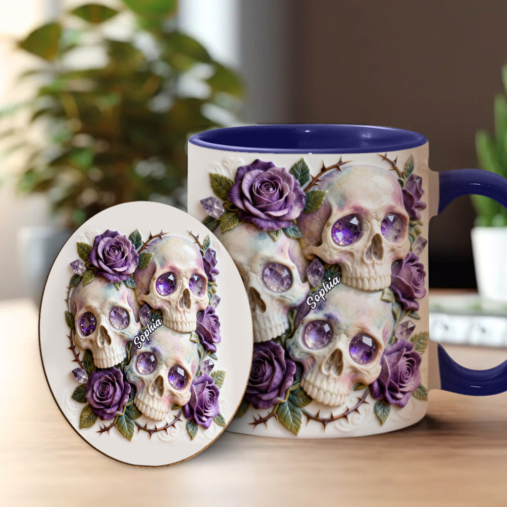 Skulls And Roses - Personalized Skull Accent Mug & Coaster