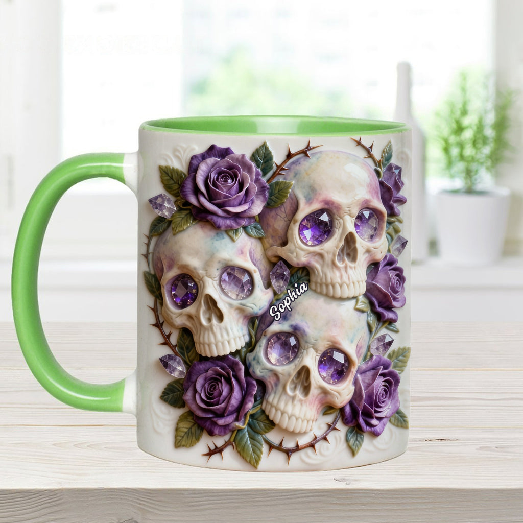 Skulls And Roses - Personalized Skull Accent Mug & Coaster