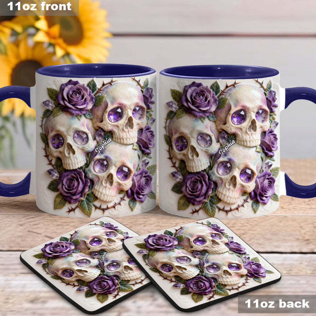 Skulls And Roses - Personalized Skull Accent Mug & Coaster